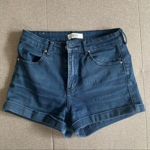 Dark blue high waisted denim shorts forever 21 size 27